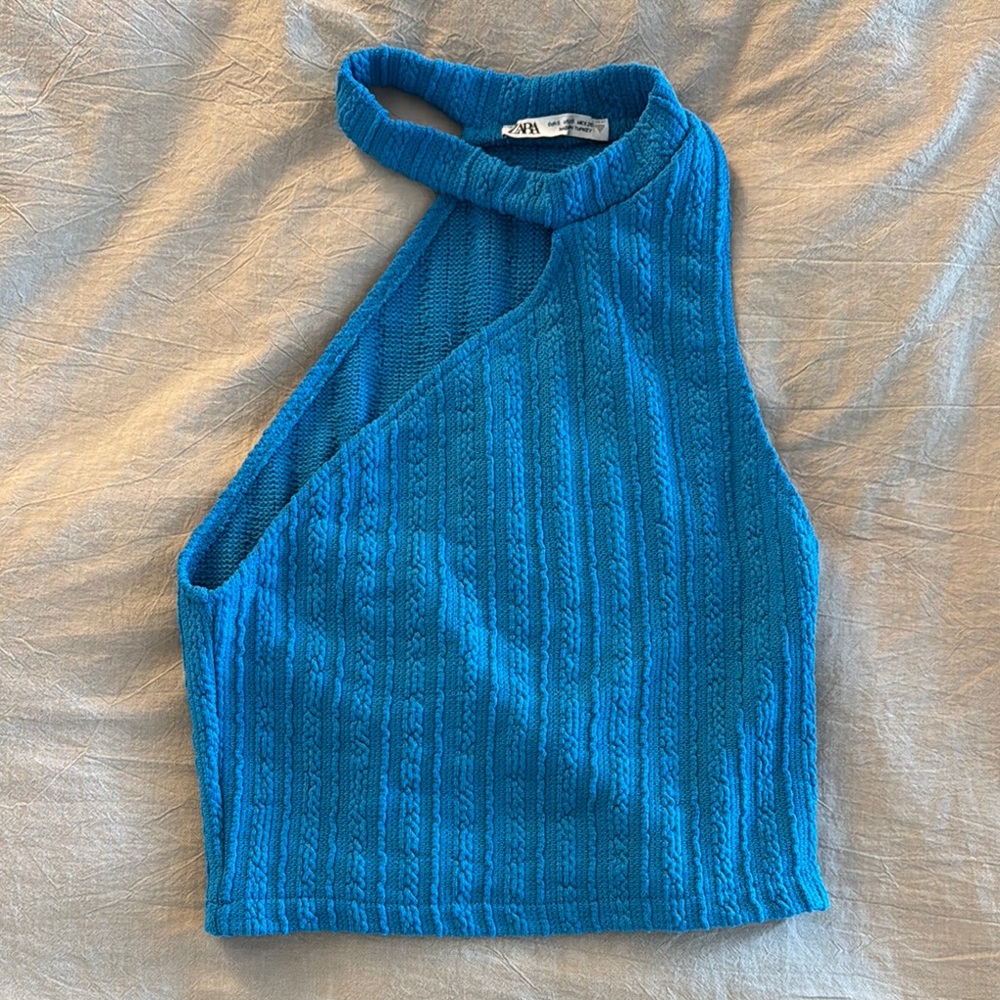 Zara Vibrant Blue Halter Tank Top